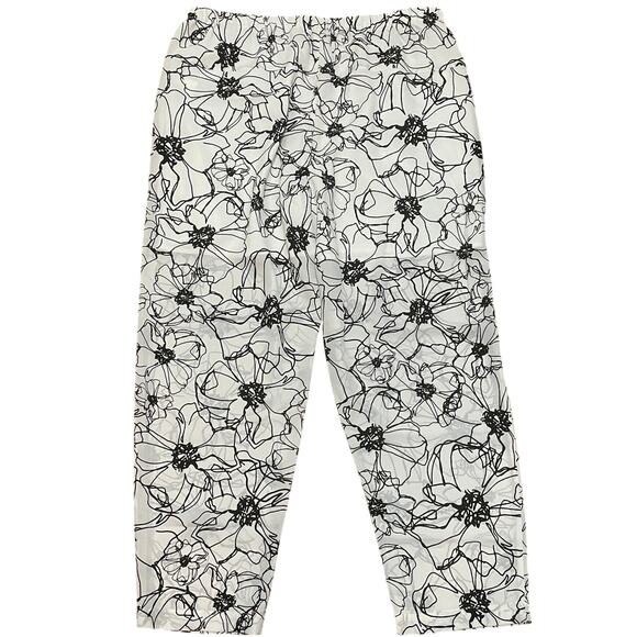 NYDJ Ines Slim Pant Women's M White w/ Black Floral All Over Pattern Pull On NWT - Picture 5 of 5